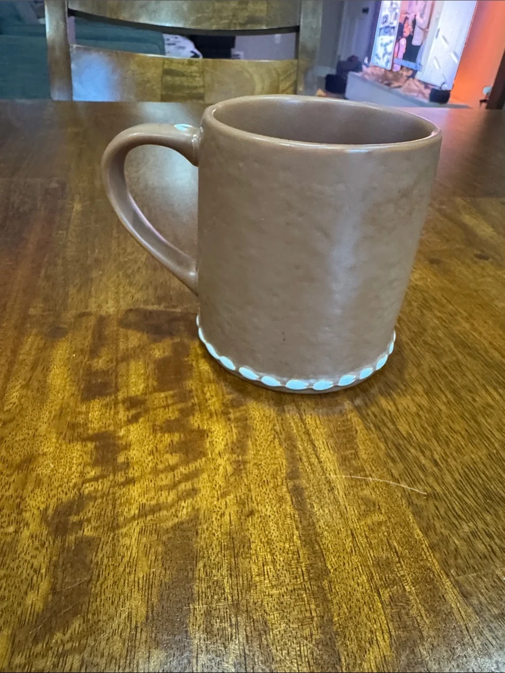 Pottery Barn Gingerbread Alphabet Monogram Mug Letter V